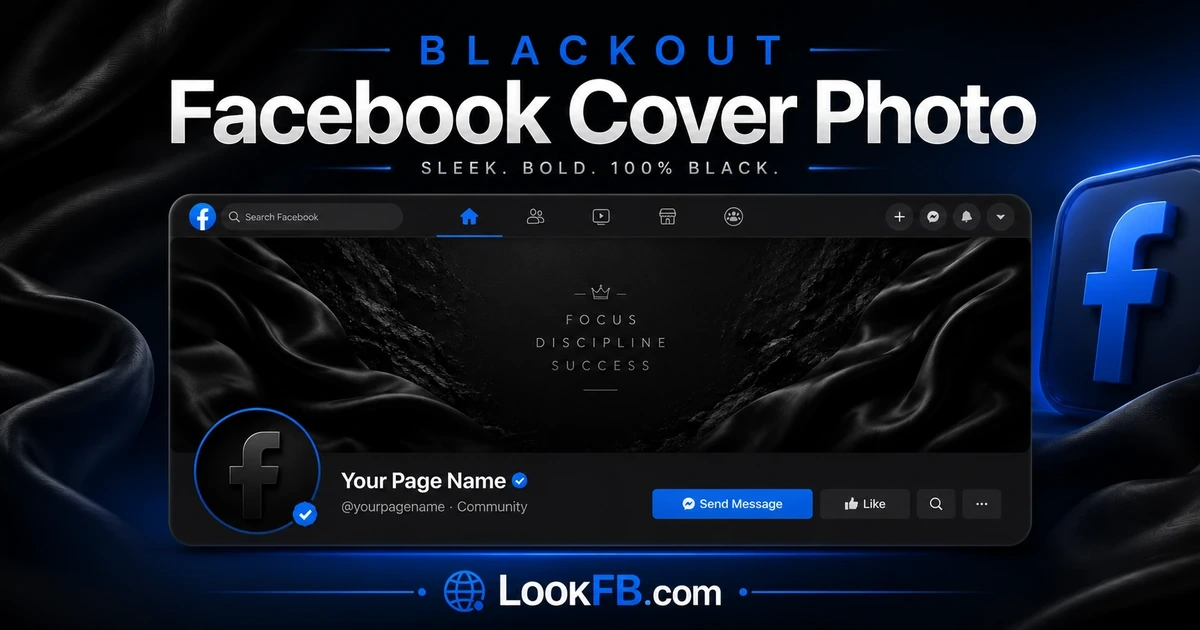 Facebook profile with a solid black cover photo