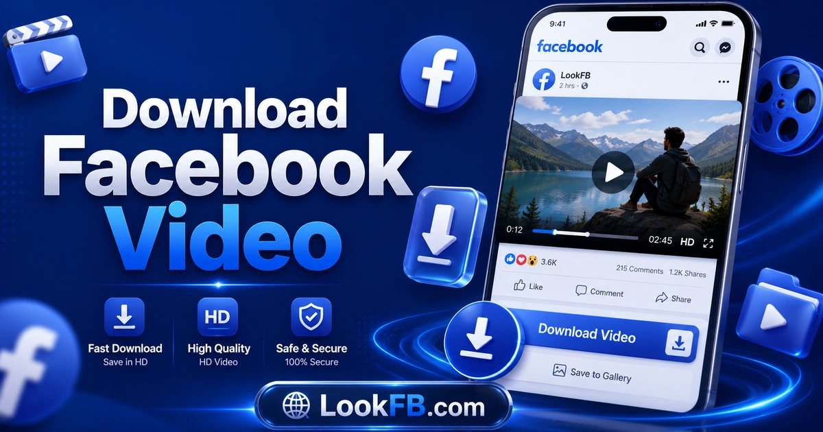 Facebook video with a download arrow
