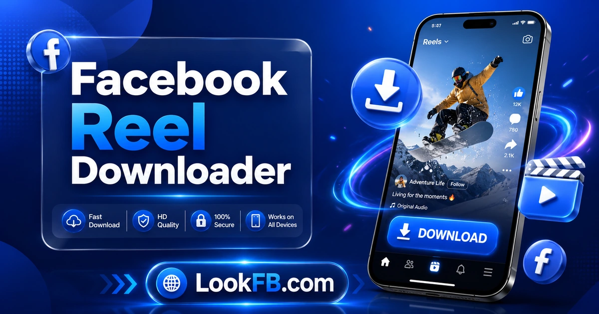 Facebook Reel with a download icon