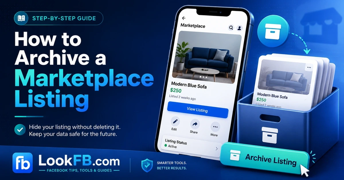 Facebook Marketplace listing with an archive icon