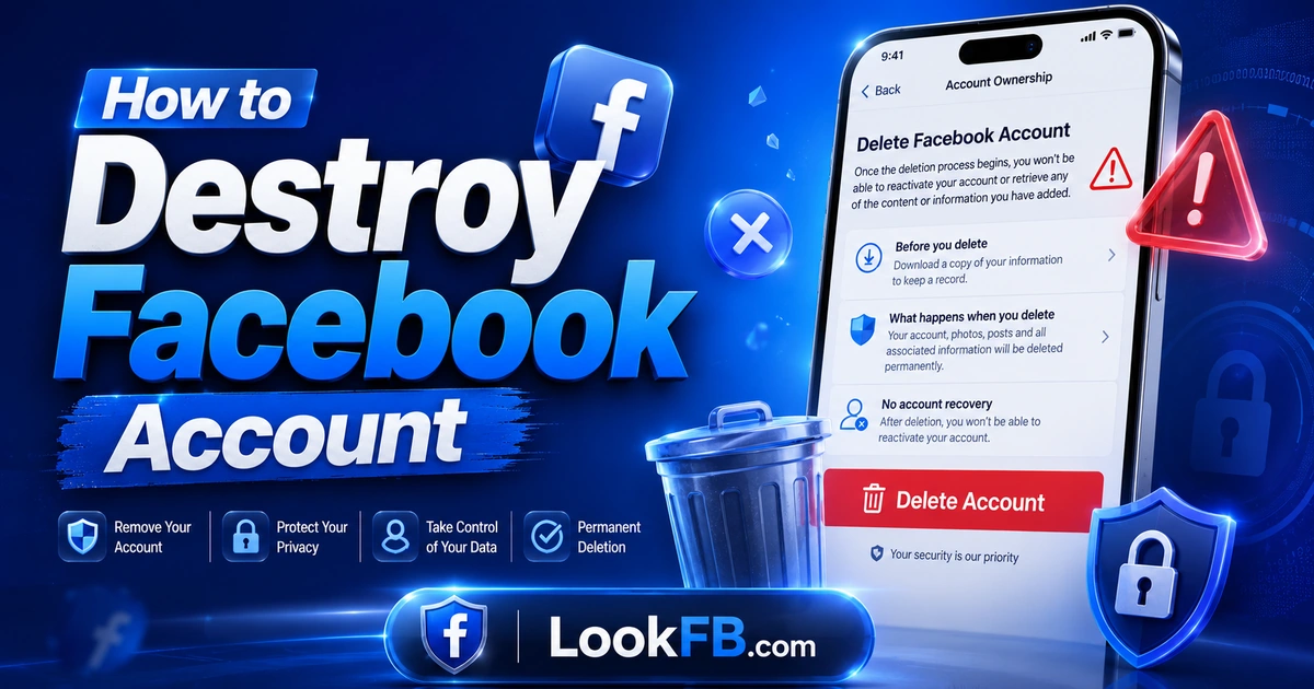 Facebook logo with a shredder icon