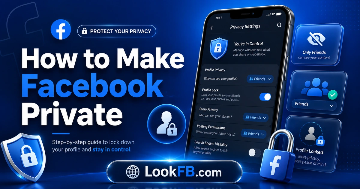 Facebook profile with a shield and padlock