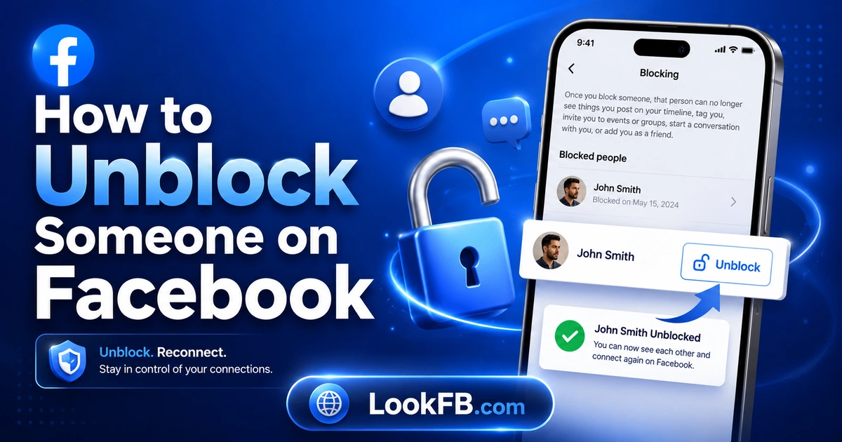 Facebook profile with an unblock icon