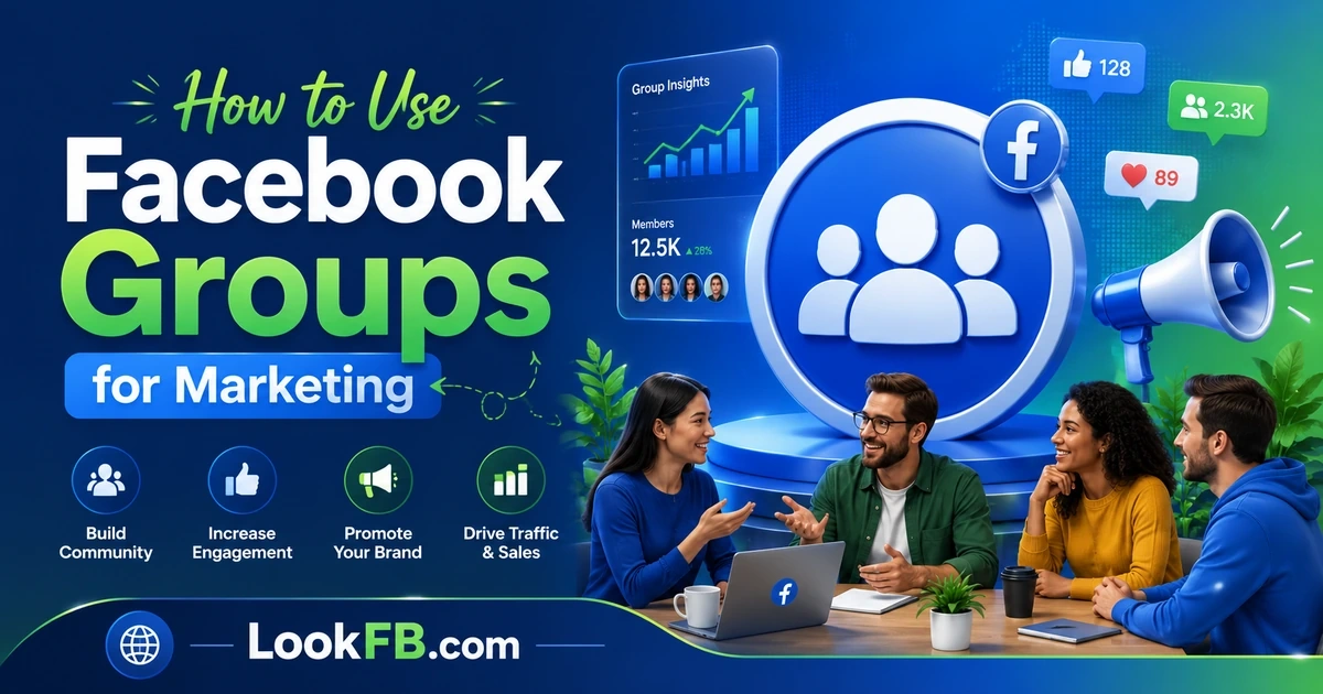 Facebook Group members icon with a marketing chart